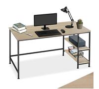 tectake® Mesa Escritorio con 2 Estantes Laterales, pies Ajustables, Moderno Escritorio para Ordenador, Mesa Oficina, fácil Montaje - 120 x 60 x 75,5 cm Madera Industrial Clara, Roble Sonoma