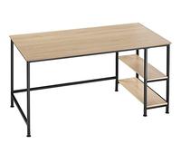TecTake® Mesa Escritorio con 2 Estantes Laterales, pies Ajustables, Moderno Escritorio para Ordenador, Mesa Oficina, fácil Montaje - 120 x 60 x 75,5 cm Madera Industrial Clara, Roble Sonoma