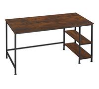 TecTake® Mesa Escritorio con 2 Estantes Laterales, pies Ajustables, Moderno Escritorio para Ordenador, Mesa Oficina, fácil Montaje - 120 x 60 x 75,5 cm Madera Industrial Oscura, Rústica