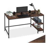 Tectake escritorio para ordenador canton 120x60x75,5cm - madera industrial oscura, rústica