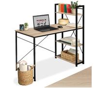 TecTake Escritorio para Ordenador, Mesa para despacho, Mueble de Oficina, Mesa ejecutiva Estilo Industrial (Madera Industrial Clara)