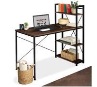 TecTake® Escritorio para Ordenador, Mesa para despacho, Mueble de Oficina, Mesa ejecutiva Estilo Industrial (Madera Industrial Oscura, rústica)