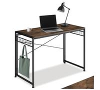 Mesa de escritorio plegable Paterson 102x51x77cm - Madera industrial oscura, rústica