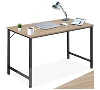 tectake® Mesa Escritorio de Madera con Estructura Resistente, Mesa de Ordenador para Oficina, Diseño Industrial, Mesa de Escritorio Moderna - 60 x 140 x 75,5 cm Madera Industrial Clara, Roble Sonoma