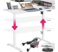 TecTake® Mesa Escritorio Elevable Eléctrico Ajustable en Altura, Sin Escalonamientos, Silencioso, Tablero de Aglomerado, Mesa Elevable con Estructura de Acero, Escritorio Ordenador - Blanco