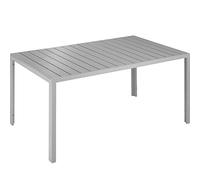 TecTake® Mesa Jardín Exterior de Aluminio 150x90x74,5cm, Mesa Terraza, Patas Ajustables y Topes, Mueble Jardín Resistente a Intemperie, Fácil Montaje - Plata/Gris