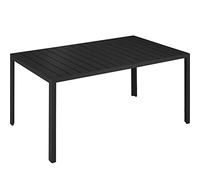 TecTake® Mesa Jardín Exterior de Aluminio 150x90x74,5cm, Mesa Terraza, Patas Ajustables y Topes, Mueble Jardín Resistente a Intemperie, Fácil Montaje - Negro/Negro