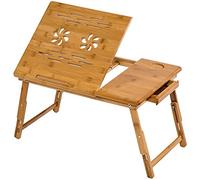 TecTake Mesa para portátil mesita de Cama bambú - Varios Modelos - (55x35cm con Cajon | no. 401653)