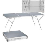 TecTake® Mesa Plegable Aluminio, Mesa Camping Plegable con Altura Ajustable, Mesa Jardín Exterior con Asa de Transporte, Resistente a Intemperie, Ideal Acampadas, Jardín, Terraza, Picnic, 180x70x70cm