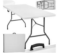 TecTake® Mesa Plegable, Mesa Camping Plegable con Asas, Mesa Jardín Exterior, Robusta y Compacta, Topes en Patas, Fácil Montaje y Limpieza, Ideal Acampadas, Jardín, Terraza, Picnic, 183x76x74cm