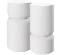 TecTake® Mesas Auxiliares Modernas, Diseño Robusto Curvilíneo, Mesa Redonda Comedor, Resistente a la Intemperie, Salon, Protectores Antideslizantes, Mesa de Sofa - Blanco