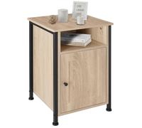 TecTake® Mesita de Noche Compartimento y Armario con Puerta Magnética, Mesitas de Noche, Mesa Auxiliar, Decoracion Hogar, Muebles - 42 x 40 x 60,5 cm Madera Industrial Clara, Roble Sonoma