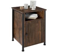 TecTake® Mesita de Noche Compartimento y Armario con Puerta Magnética, Mesitas de Noche, Mesa Auxiliar, Decoracion Hogar, Muebles - 42 x 40 x 60,5 cm Madera Industrial Oscura, Rústica