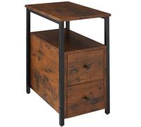 TecTake® Mesita de Noche con 2 Cajones, Mesa Auxiliar Sofa, Mesitas de Noche, Decoracion Hogar, Oficina, Muebles, Mesita Auxiliar - 49,5 x 30 x 61,5 cm Madera Industrial Oscura, Rústica