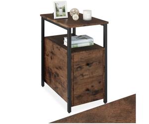 tectake® Mesita de Noche con 2 Cajones, Mesa Auxiliar Sofa, Mesitas de Noche, Decoracion Hogar, Oficina, Muebles, Mesita Auxiliar - 49,5 x 30 x 61,5 cm Madera Industrial Oscura, Rústica