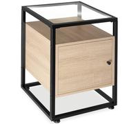 TecTake® Mesita de Noche con Estilo Industrial, Mesitas de Noche con Puerta Magnética, Mesita Auxiliar, Muebles Dormitorio, Decoracion Hogar - 43 x 40 x 60,5 cm Madera Industrial Clara, Roble Sonoma