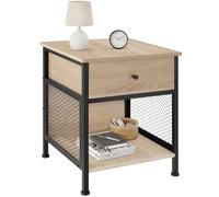 TecTake® Mesita de Noche con Rejilla Lateral, Mesa Auxiliar Sofa, Mesitas de Noche, Decoracion Hogar, Mesa Auxiliar Salon, Oficina, Muebles - 46 x 45 x 55,5 cm Madera Industrial Clara, Roble Sonoma