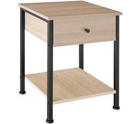 TecTake® Mesita de Noche de Estilo Industrial con Estante y Cajón, Mesa Auxiliar Salon, Mesitas de Noche, Decoracion Hogar, Muebles Salon - 40 x 40 x 55,5 cm Madera Industrial Clara, Roble Sonoma
