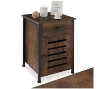 TecTake® Mesita de Noche Estilo Industrial con Cajón y Compartimento Almacenamiento, Mesa Auxiliar Salon, Mesitas de Noche, Decoracion Hogar - 42 x 40 x 60,5 cm Madera Industrial Oscura, Rústica