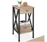 TecTake® Mesita de Noche Estilo Industrial con Estante, Pies Ajustables, Mesitas de Noche, Mesa Auxiliar, Mesas Auxiliares, Decoracion Hogar - 35 x 35 x 70,5 cm Madera Industrial Clara, Roble Sonoma