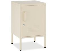 tectake® Mesita de Noche Metálica con Puerta, Mesa Auxiliar con Cerradura Magnética, Mesa Auxiliar Salon, Decoracion Hogar, Mesitas de Noche, Mueble Oficina - 42,5 x 35 x 60,5 cm Crema