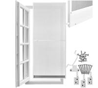 tectake® mosquiteras para puertas, malla mosquitera metalica, con tela mosquitera, red mosquitera puerta, resistente a la intemperie, marco aluminio - 95 x 210 cm Blanco