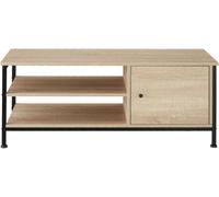 TecTake® Mueble TV Salon Estilo Industrial, Madera y Acero, 2 Baldas, Pies Ajustables, Almacenaje, Aparadores para Salon, Muebles TV - 110 x 40 x 45,5 cm Madera Industrial Clara, Roble Sonoma
