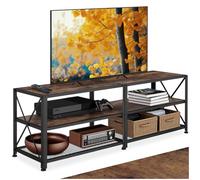 TecTake® Mueble TV de Estilo Industrial, Aparador Salon para Televisor con 3 Alturas, Aparadores para Salon y Dormitorio - 141 x 41,5 x 50,5 cm Madera Industrial Oscura, Rústica
