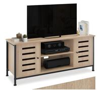 TecTake® Mueble TV Salon con 2 Armarios y 1 Estante, Mueble Television con Tablero Madera, Aparadores para Salon, Muebles TV, Aparador - 110 x 41,5 x 50,5 cm Madera Industrial Clara, Roble Sonoma