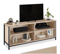 tectake® Mueble TV Salon con 4 Compartimentos, Estantes Regulables, Pasacables, Muebles TV, Muebles de Salon, Aparador - 147 x 41 x 60,5 cm Madera Industrial Clara, Roble Sonoma