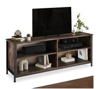 tectake® Mueble TV Salon con 4 Compartimentos, Estantes Regulables, Pasacables, Muebles TV, Muebles de Salon, Aparador - 147 x 41 x 60,5 cm Madera Industrial Oscura, Rústica