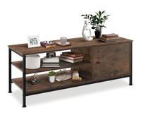 TecTake® Mueble TV Salon Estilo Industrial, Madera y Acero, 2 Baldas, Pies Ajustables, Almacenaje, Aparadores para Salon, Muebles TV - 110 x 40 x 45,5 cm Madera Industrial Oscura, Rústica