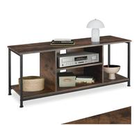 TecTake® Mueble TV Salon Estilo Industrial, Madera y Acero, Aparadores para Salon, Mesa TV con Pies Ajustables - 120 x 40 x 50,5 cm Madera Industrial Oscura, Rústica