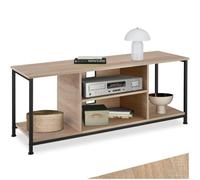 TecTake® Mueble TV Salon Estilo Industrial, Madera y Acero, Aparadores para Salon, Mesa TV con Pies Ajustables - 120 x 40 x 50,5 cm Madera Industrial Clara, Roble Sonoma