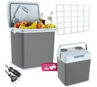 tectake® Nevera portátil eléctrica 25L, Ligera y silenciosa con Modo Eco, Cables AC/DC incluidos, Mini Nevera portatil, frigoríficos pequeños, Nevera para Coche y Camping, Nevera Playa - Gris