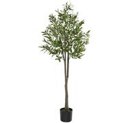 TecTake® Olivo Artificial Grande con Tronco de Árbol, Hojas y Olivas Realistas, Planta Artificial Grande para Decoracion Salon, Plantas Artificiales Grandes, Plantas Decorativas - 150 cm de Alto