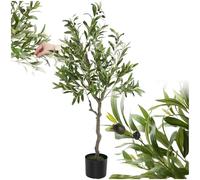TecTake® Olivo Artificial Grande con Tronco de Árbol, Hojas y Olivas Realistas, Planta Artificial Grande para Decoracion Salon, Plantas Artificiales Grandes, Plantas Decorativas - 120 cm de Alto