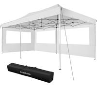 Tectake Pabellón para jardín de aluminio, 2 paneles laterales, 3x6 m, blanco