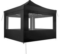 Tectake Pabellón para jardín de aluminio, 6 paneles laterales, 3x3 m, negro