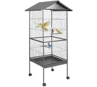 tectake Jaula para Pájaros, Pajarera XXL con Ruedas, para Aves Canarios Periquitos - Varios Modelos (con Techo)