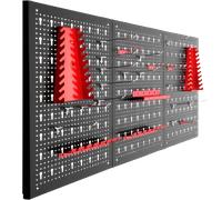 tectake® Organizador de Herramientas de Pared, Panel Perforado, Estantería de Taller con Ganchos, Banco de Herramientas, Herramientas Bricolaje, Tablero Perforado - 4 Tableros