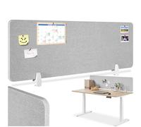 TecTake® Panel Separador Escritorio, Panel Acústico con 2 Clips de Fijación, Tablero Escritorio con Espacio para Cables, Separador Mesa Oficina, Mampara Separadora, Funda Poliéster, 130x40 cm - Gris