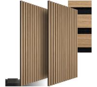 tectake® Paneles Acusticos Decorativos MDF, Chapa de Madera Real, Excelente Absorción Acústica, Tejido de Fieltro y Madera, Insonorización Acústica para Pared, Listones de Madera - Roble Sonoma