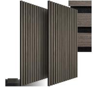 tectake® Paneles Acusticos Decorativos MDF, Chapa de Madera Real, Excelente Absorción Acústica, Tejido de Fieltro y Madera, Insonorización Acústica para Pared, Listones de Madera - Gris roble