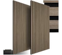 tectake® Paneles Acusticos Decorativos MDF, Chapa de Madera Real, Excelente Absorción Acústica, Tejido de Fieltro y Madera, Insonorización Acústica para Pared, Listones de Madera - Roble Marrón
