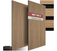 tectake® Paneles Acusticos Decorativos MDF, Chapa de Madera Real, Excelente Absorción Acústica, Tejido de Fieltro y Madera, Insonorización Acústica para Pared - Roble 120 x 60 x 120 cm