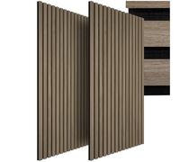 tectake® Paneles Acusticos Decorativos MDF, Chapa de Madera Real, Excelente Acústica, Tejido de Fieltro y Madera, Insonorización Acústica Pared - 2 Paneles Roble Oscuro