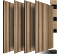 tectake® Paneles Acusticos Decorativos MDF, Chapa de Madera Real, Excelente Acústica, Tejido de Fieltro y Madera, Insonorización Acústica Pared, Listones de Madera - 4 Paneles Roble Claro