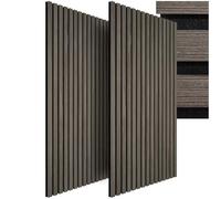 tectake® Paneles Acusticos Decorativos MDF, Chapa de Madera Real, Excelente Absorción Acústica, Tejido de Fieltro y Madera, Insonorización Acústica para Pared, Listones de Madera - Gris roble