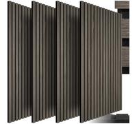 tectake® Paneles Acusticos Decorativos MDF, Chapa de Madera Real, Excelente Acústica, Tejido de Fieltro y Madera, Insonorización Acústica Pared, Listones de Madera - 4 Paneles Roble Gris